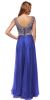 Boat Neck Rhinestones Top Long Evening Prom Dress back in Royal Blue